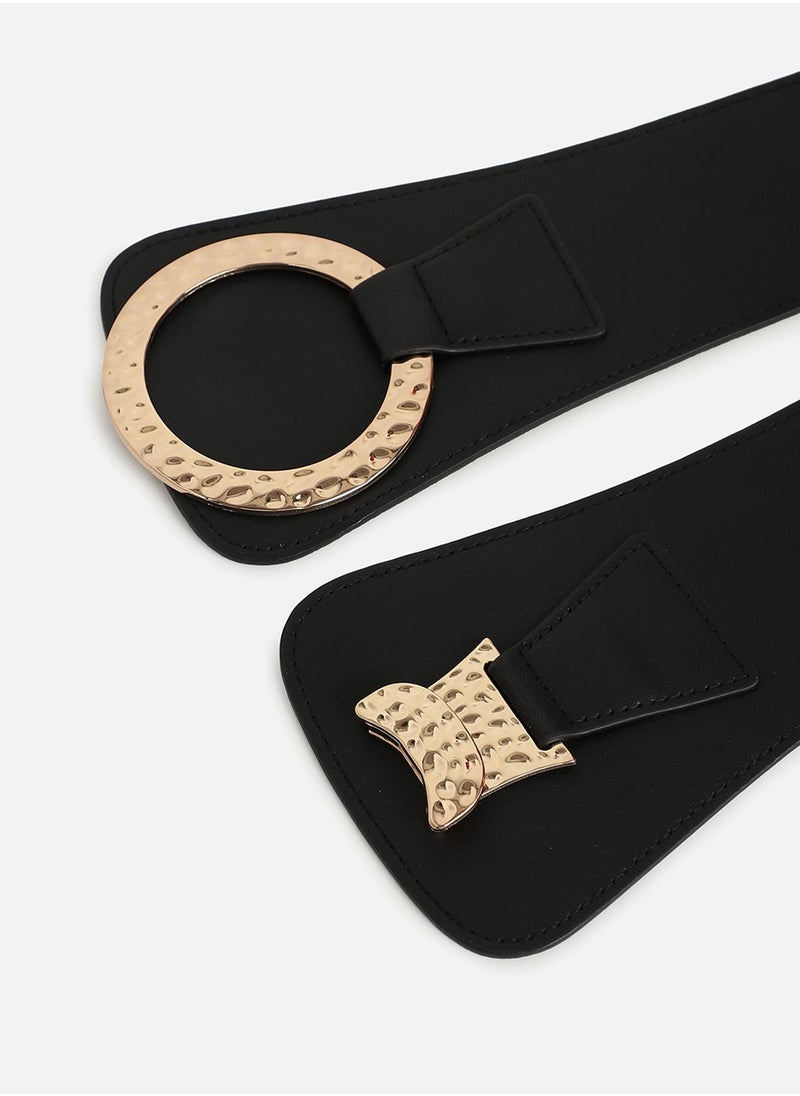 Black Solid Waist Belt