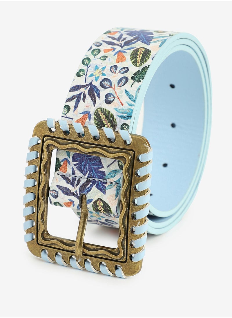 Blue Printed Waist Belt