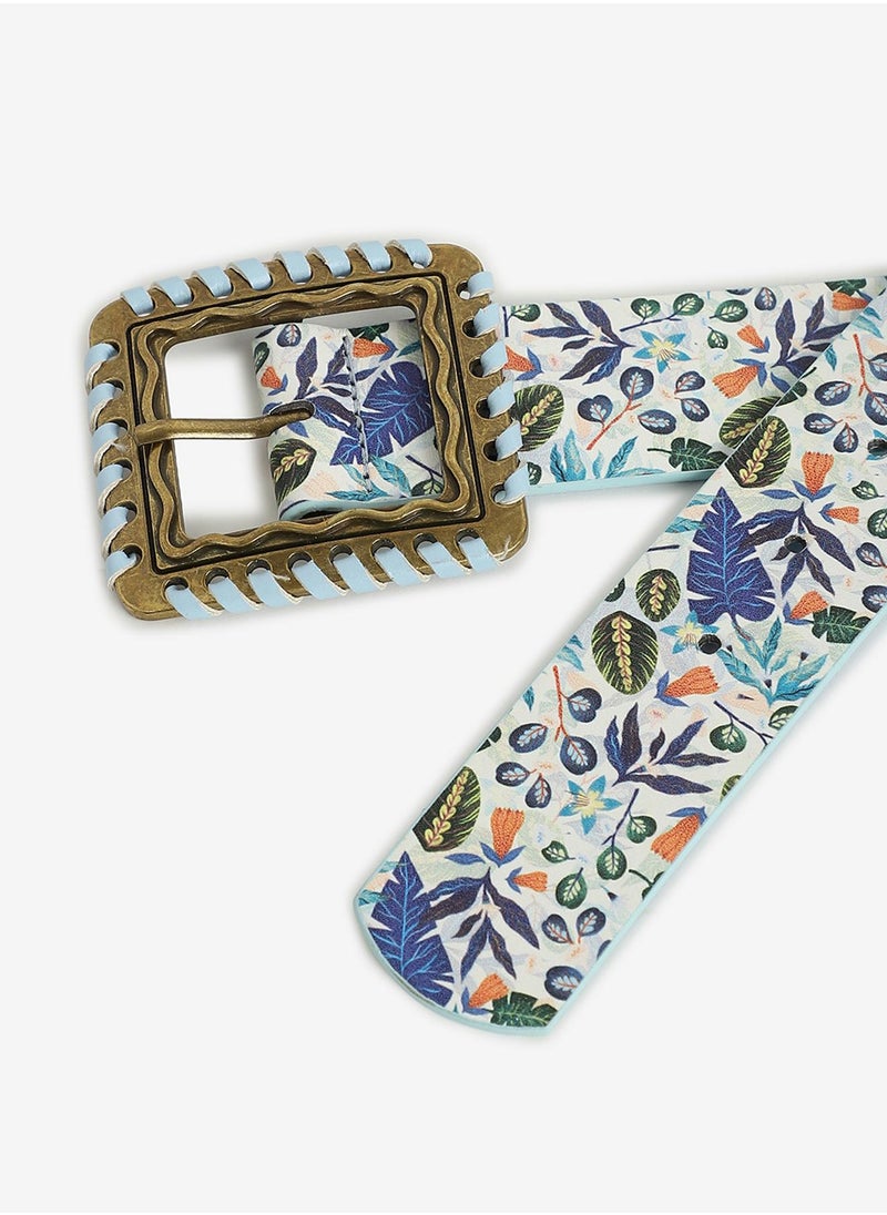 Blue Printed Waist Belt