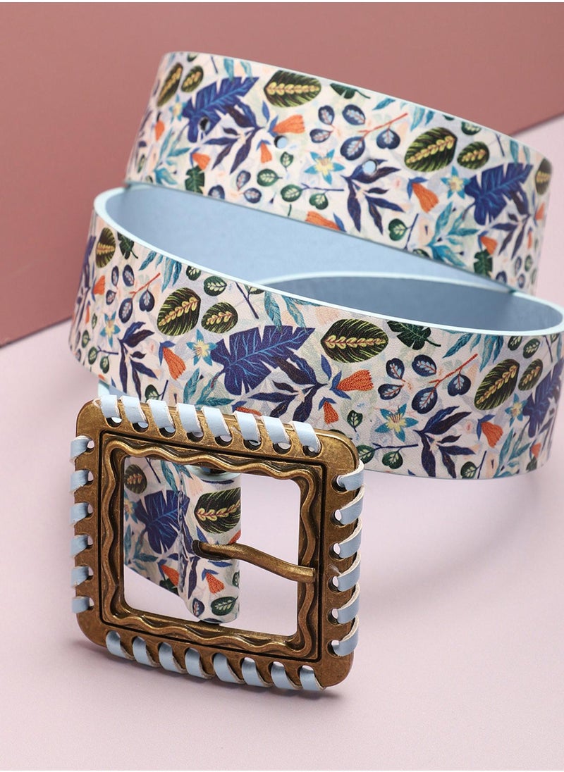 Blue Printed Waist Belt