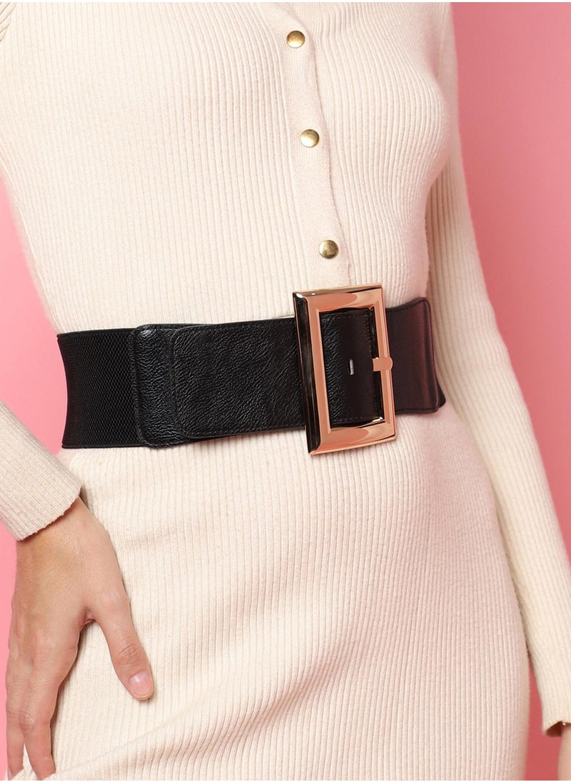 Black Solid Waist Belt