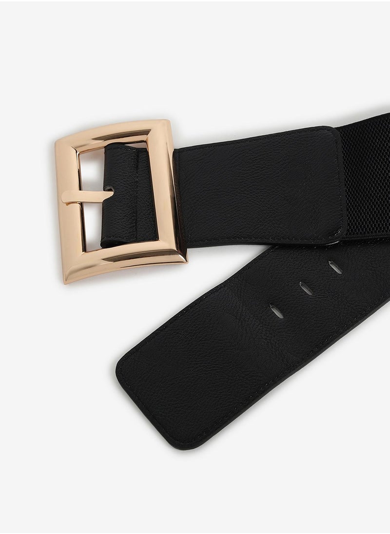 Black Solid Waist Belt
