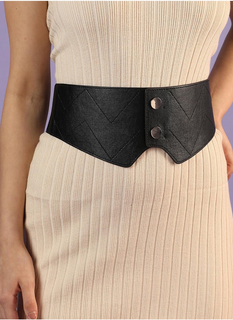 Black Solid Corset Belt
