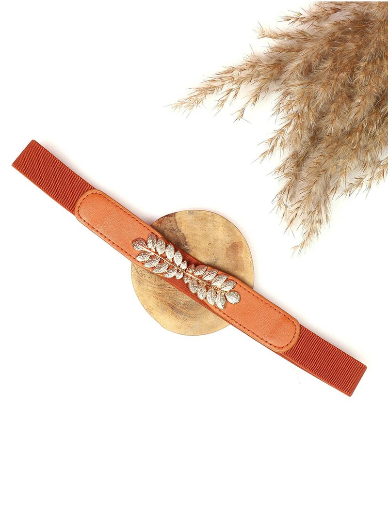 Tan Brown Embellished Stretchable Belt