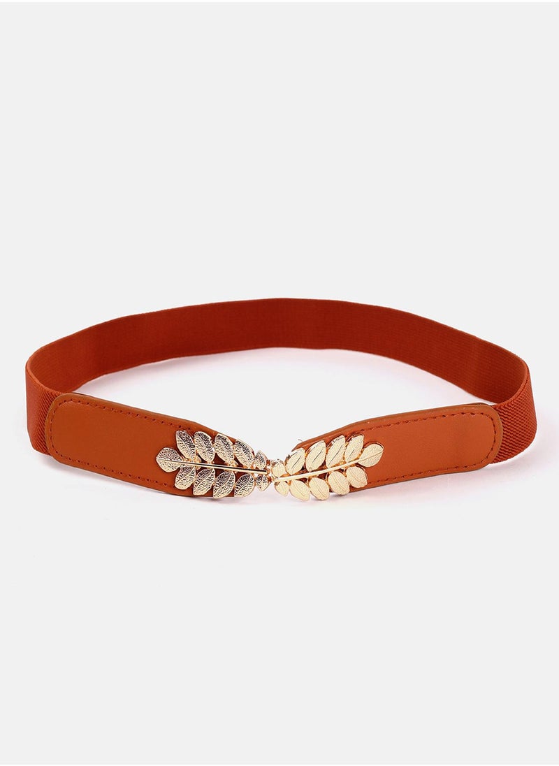 Tan Brown Embellished Stretchable Belt