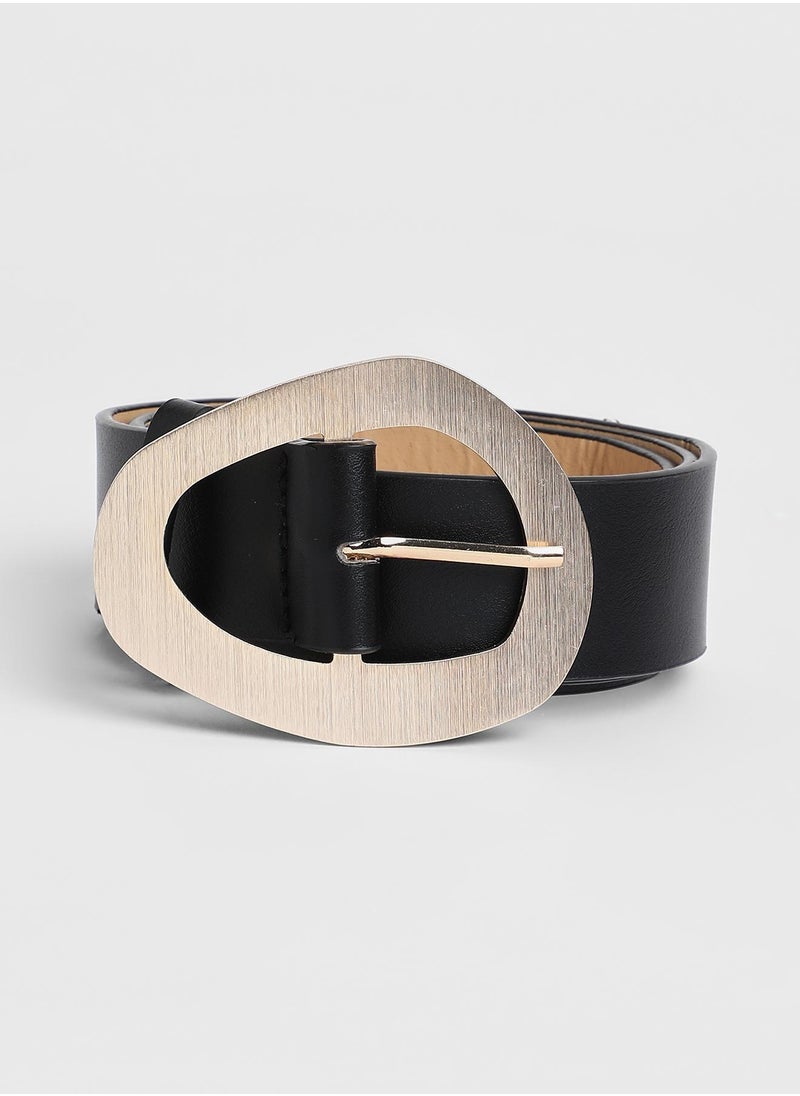 Casual Belt with Buckle Detail