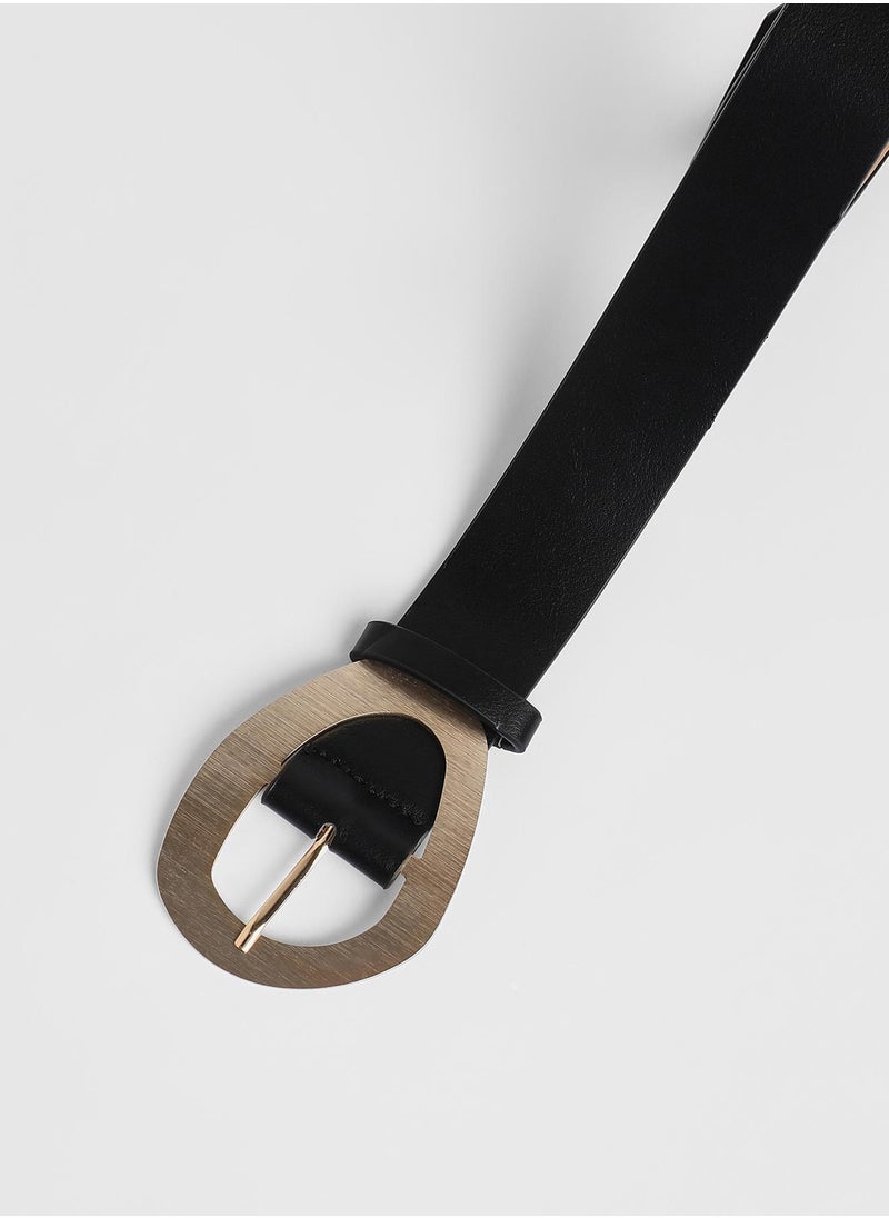 Casual Belt with Buckle Detail
