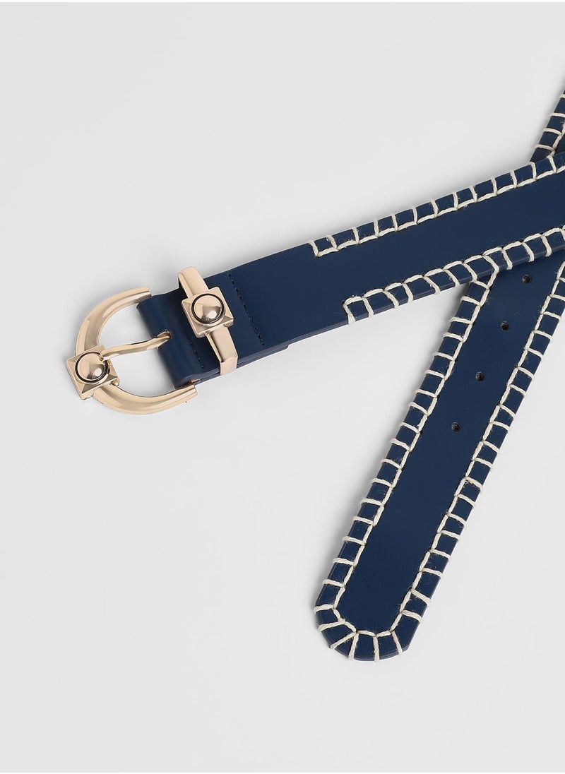 Casual Belt with Buckle Detail
