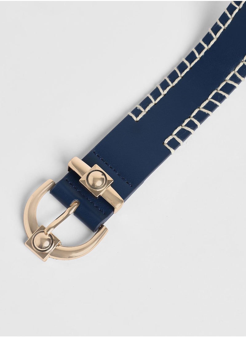 Casual Belt with Buckle Detail
