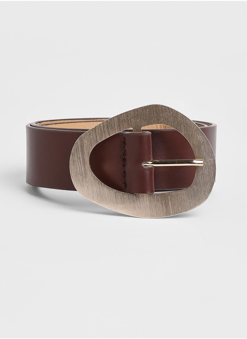 Casual Belt with Buckle Detail
