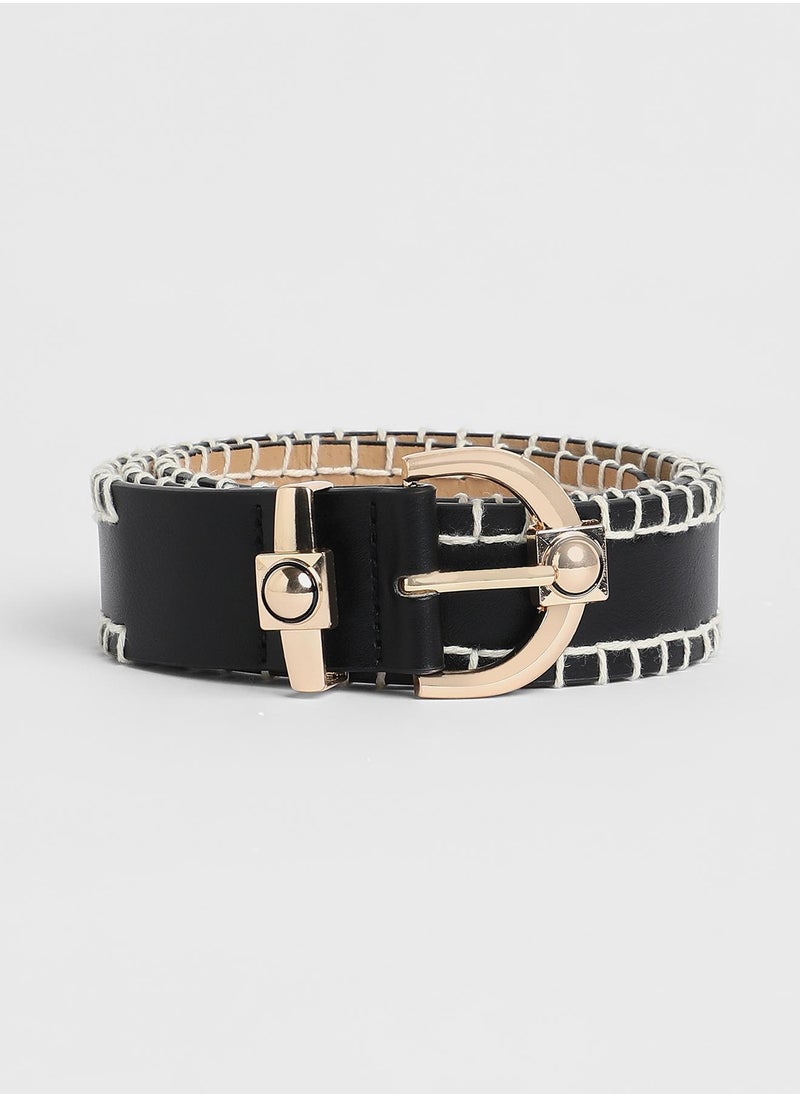Casual Belt with Buckle Detail