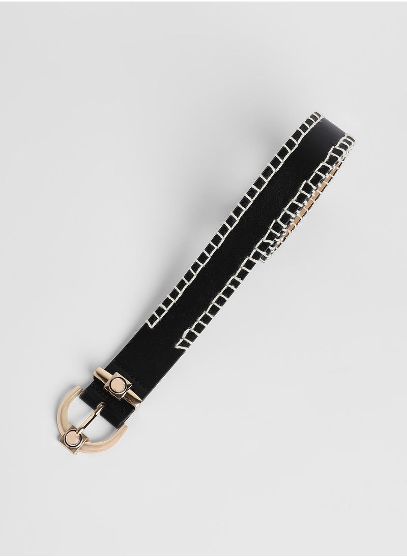 Casual Belt with Buckle Detail