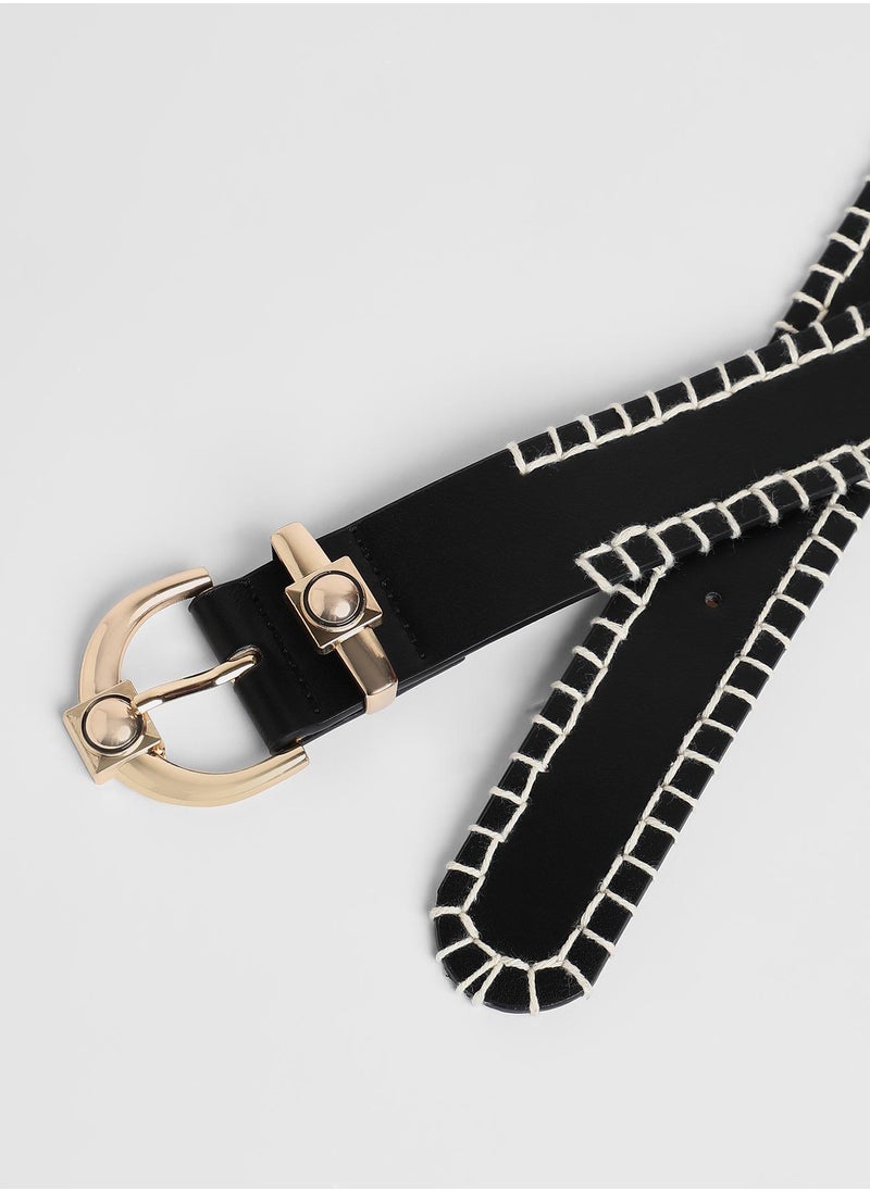 Casual Belt with Buckle Detail