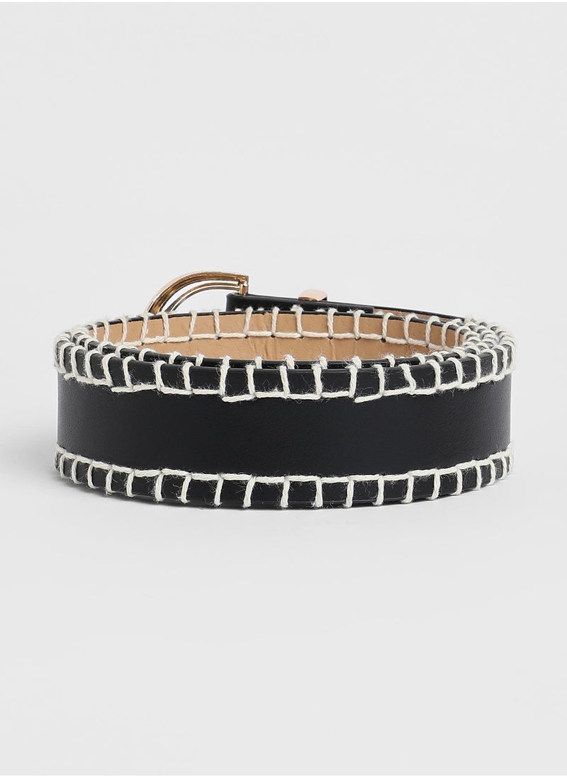 Casual Belt with Buckle Detail