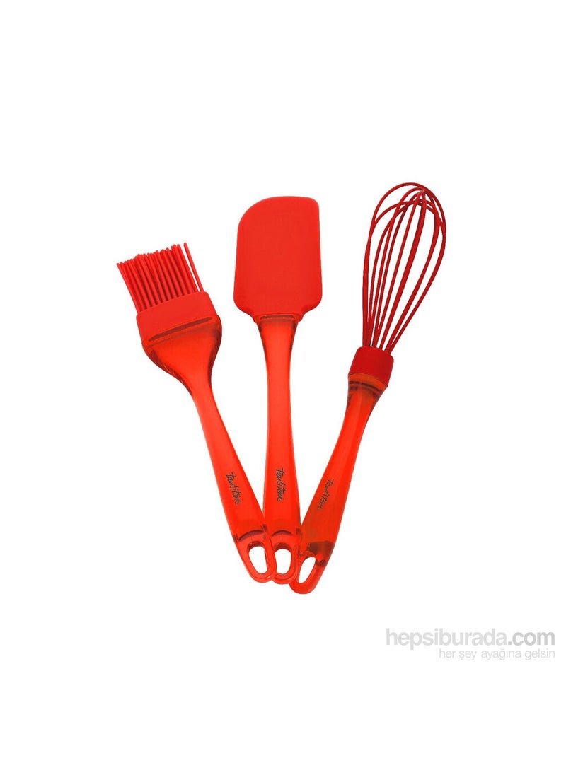 Red Colored Silicone Triple Prep Set