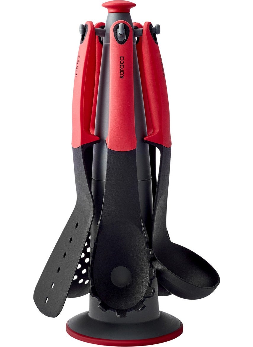 Dave Red 6 Piece Serving Set with Stand