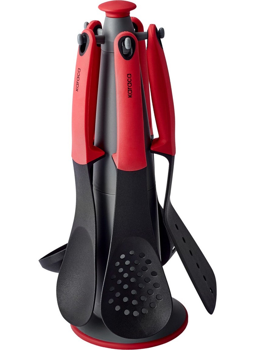 Dave Red 6 Piece Serving Set with Stand