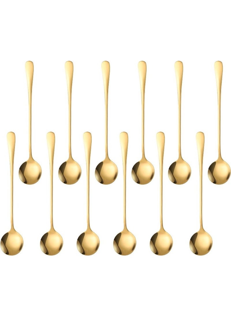 Stainless Steel Gold 12 Pieces 18 cm Long Dessert Latte Ice Cream Spoon CIN510SR-12