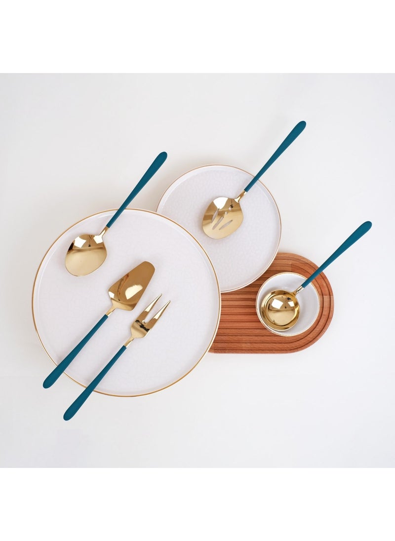 Roma 5-Piece Sauce Serving Set Shiny Gold Green