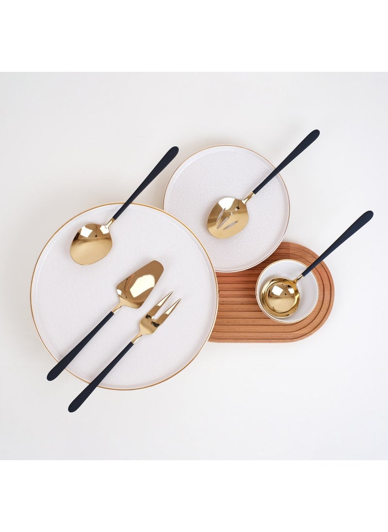 Roma 5-Piece Sauce Serving Set Shiny Gold Black
