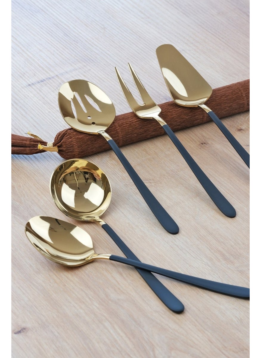 Roma 5-Piece Sauce Serving Set Shiny Gold Black