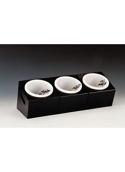 3-Compartment Black Knife Fork Spoon Stand 48 x 18 x 18 Cm