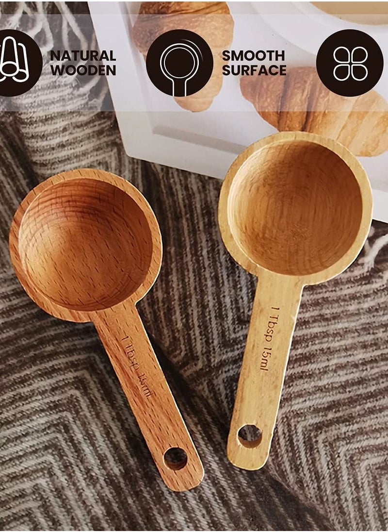 Wooden Coffee Spoon, Spoon for Measuring Beans, Ground Beans or Tea, 1 Tablespoon and 15ml Capacity, Soup Blender Home Kitchen Accessory