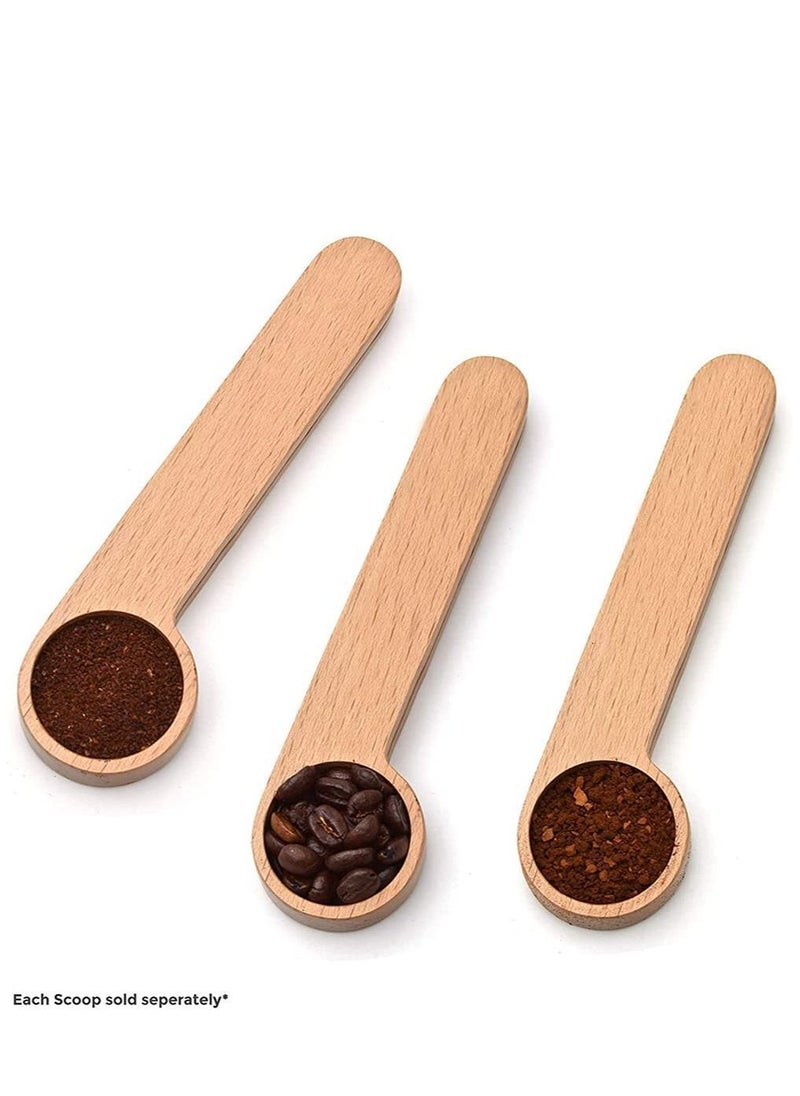 Wooden Coffee Scoop and Bag Clip, Measure Spoon 2-In-1 Bags Sealer Measuring for Beans, Espresso Coffee, Tea