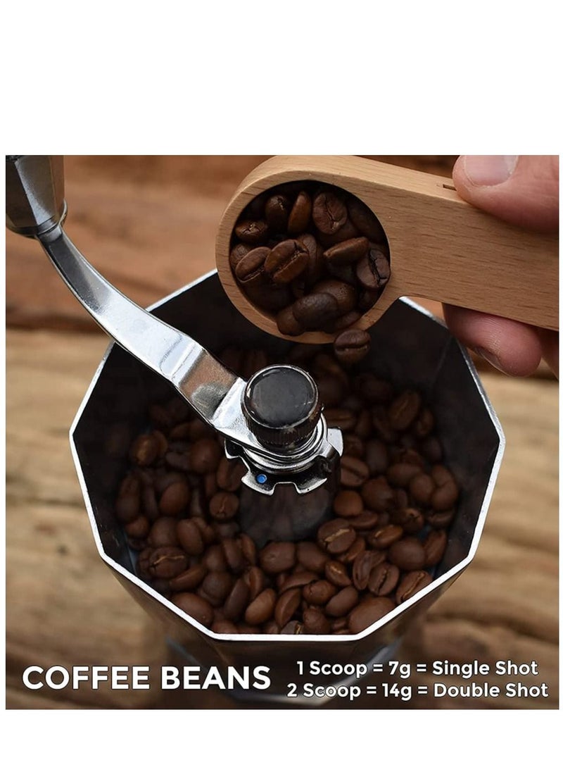 Wooden Coffee Scoop and Bag Clip, Measure Spoon 2-In-1 Bags Sealer Measuring for Beans, Espresso Coffee, Tea
