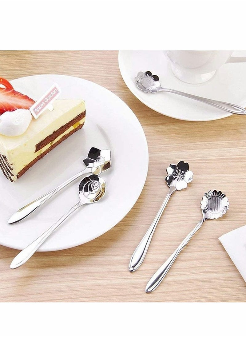 8 PCS Coffee Spoon, Tea Dessert Spoons, Stainless Steel Tableware Stirring, Sugar, Stir, Bar, Mixing, Ice Cream Spoon For Kitchen Dining (Silver)