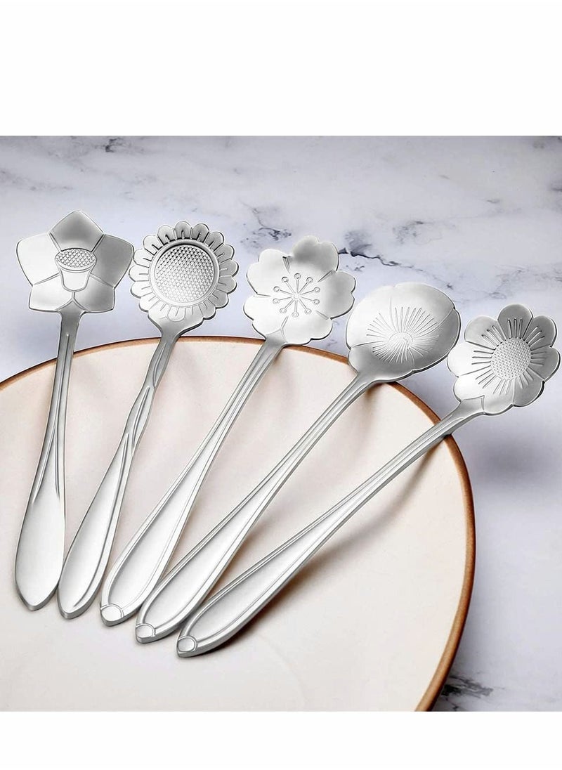 8 PCS Coffee Spoon, Tea Dessert Spoons, Stainless Steel Tableware Stirring, Sugar, Stir, Bar, Mixing, Ice Cream Spoon For Kitchen Dining (Silver)