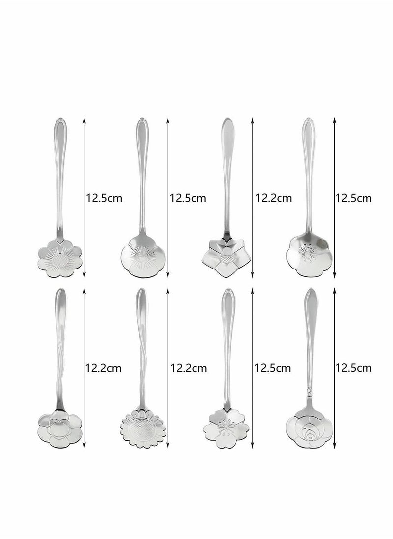 8 PCS Coffee Spoon, Tea Dessert Spoons, Stainless Steel Tableware Stirring, Sugar, Stir, Bar, Mixing, Ice Cream Spoon For Kitchen Dining (Silver)
