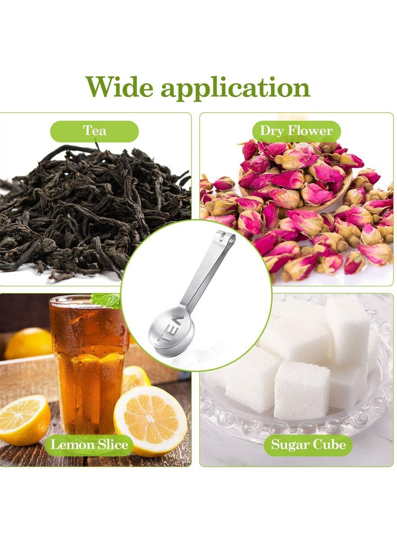 Tea Bag Squeezer, 4 PCS Stainless Steel Tongs Silver Strainer Clip Spoon for Losing Leaf, Rubbing Ice Cube, Sugar, Herbal Tea, Earl Grey or Iced Bags