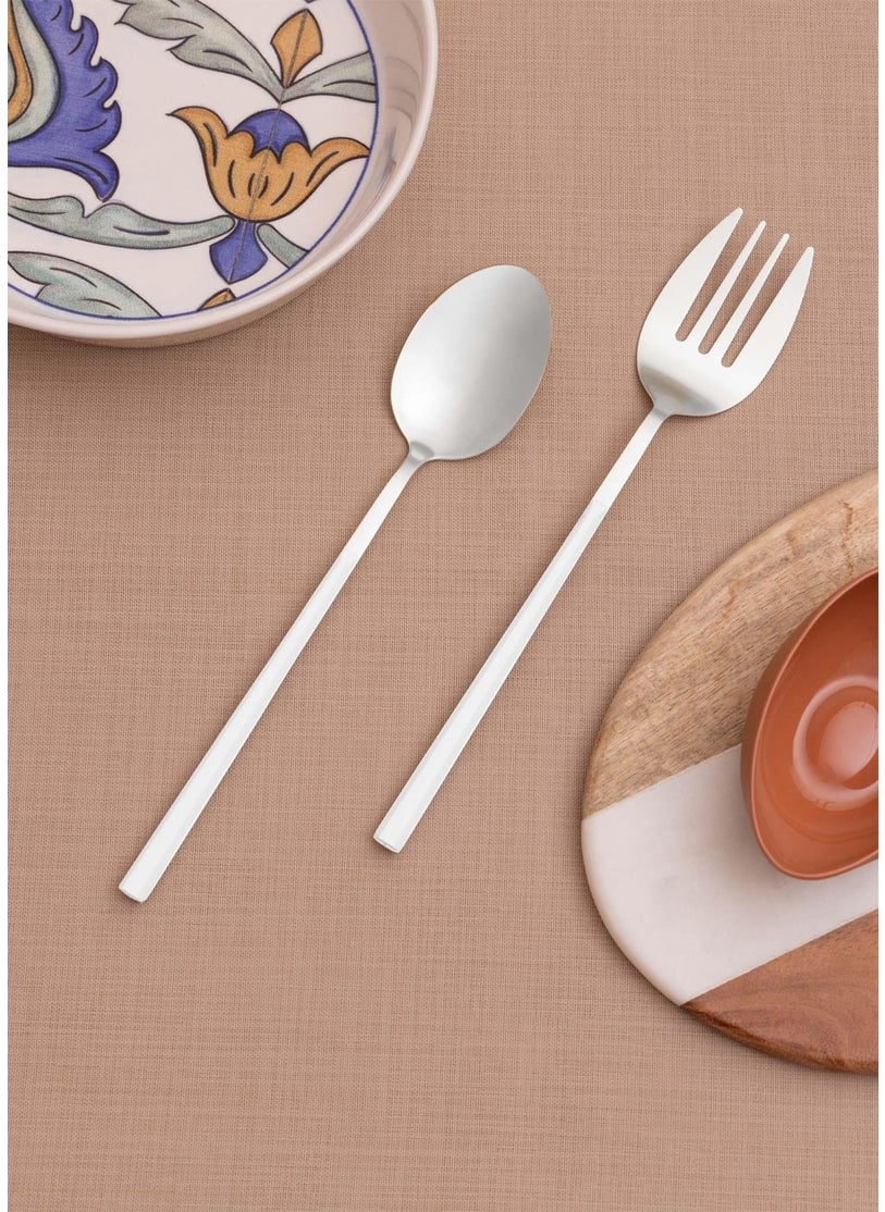 Bianco Salad Serving Set Silver 2 Pieces