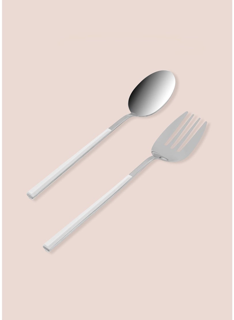 Bianco Salad Serving Set Silver 2 Pieces
