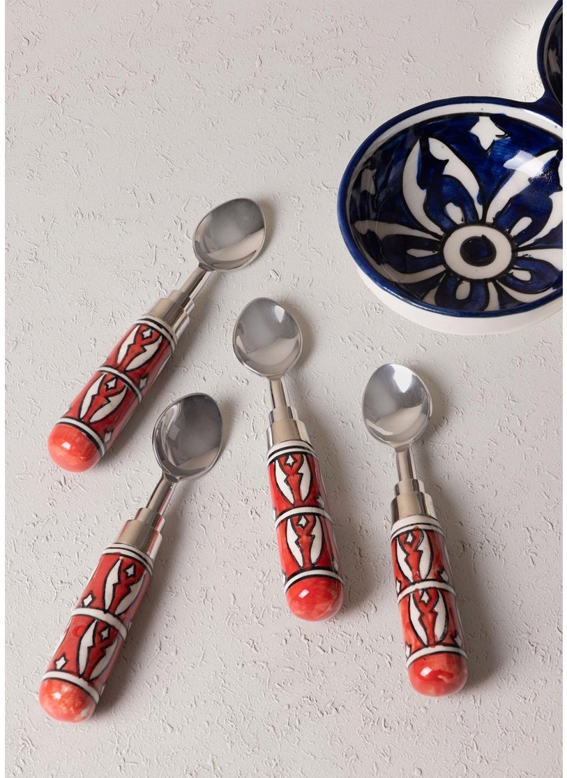 Corallo Ice Cream Spoon Set of 4 Red