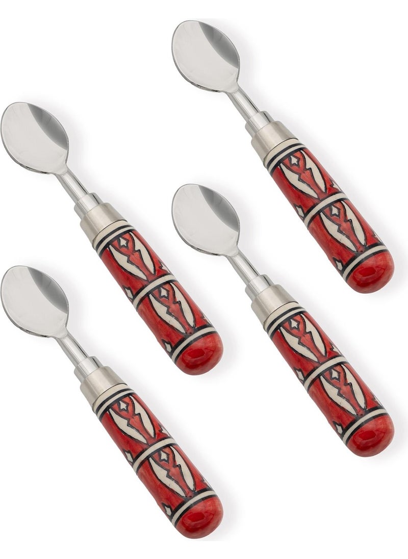 Corallo Ice Cream Spoon Set of 4 Red