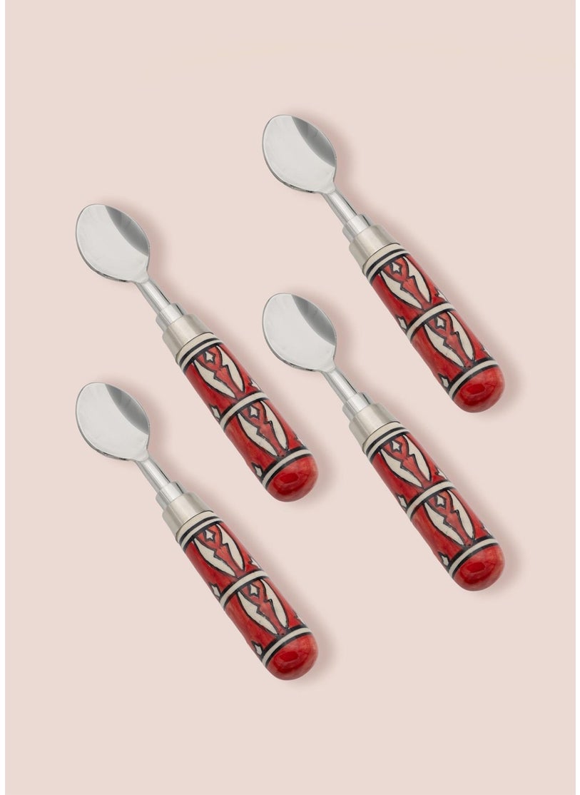 Corallo Ice Cream Spoon Set of 4 Red