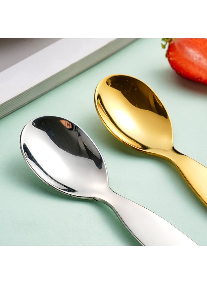 304 Stainless Steel Korean-style Children's Spoon Wide Handle Fork Spoon Baby Eating Spoon Fruit Dessert Fork Complementary Spoon-Specifications:304 Korean Children's Fork