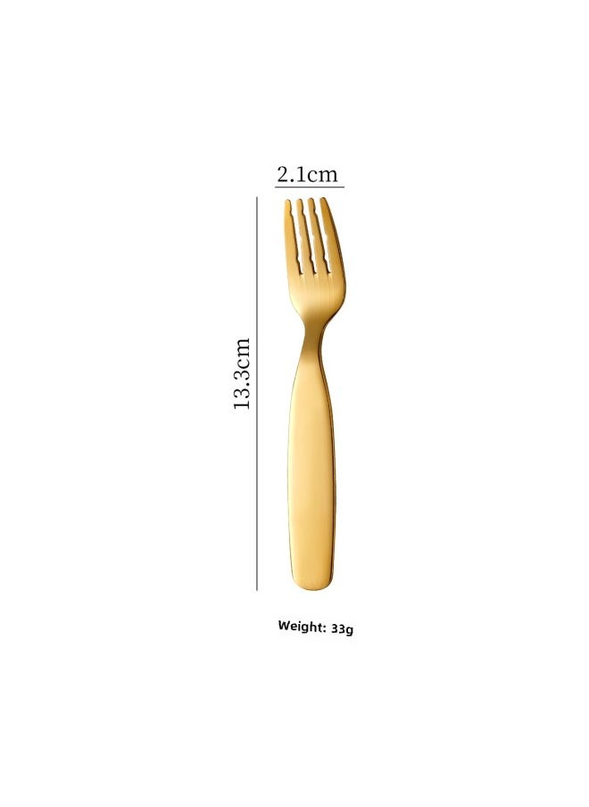 304 Stainless Steel Korean-style Children's Spoon Wide Handle Fork Spoon Baby Eating Spoon Fruit Dessert Fork Complementary Spoon-Specifications:304 Korean Children's Fork