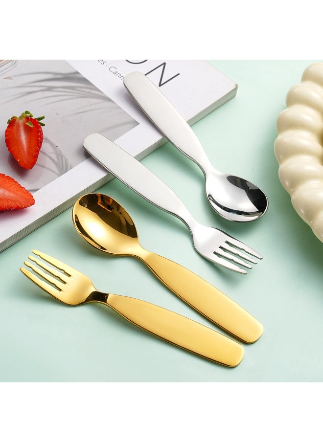 304 Stainless Steel Korean-style Children's Spoon Wide Handle Fork Spoon Baby Eating Spoon Fruit Dessert Fork Complementary Spoon-Specifications:304 Korean Children's Fork