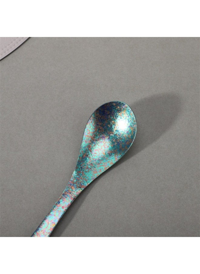 Chinese Pure Titanium Crystalline Soup Spoon High-end Light Luxury Household Ice Flower Spoon Outdoor Camping Portable Fengling Spoon Tableware-Color:Emerald Green