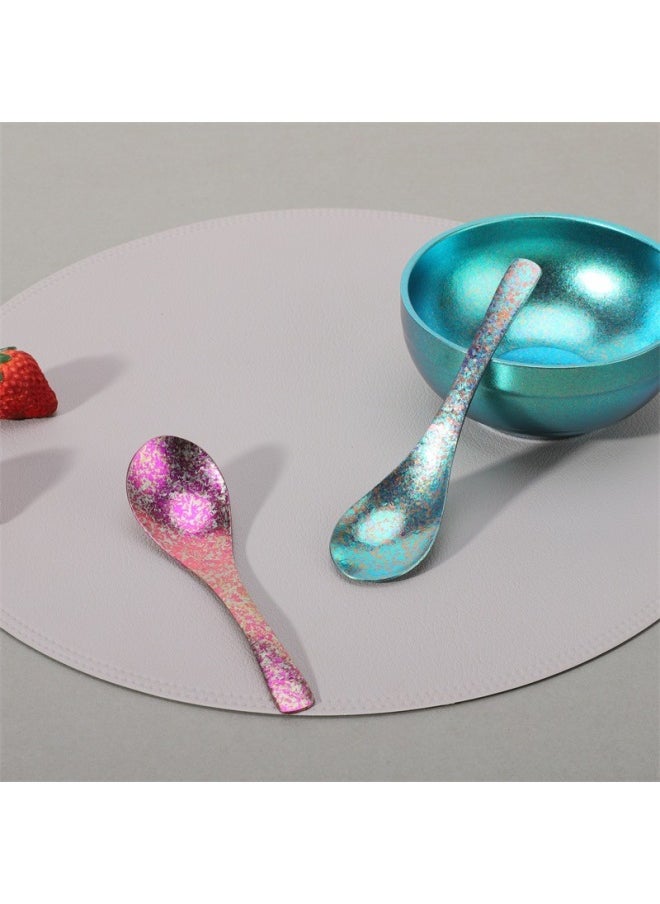 Chinese Pure Titanium Crystalline Soup Spoon High-end Light Luxury Household Ice Flower Spoon Outdoor Camping Portable Fengling Spoon Tableware-Color:Emerald Green