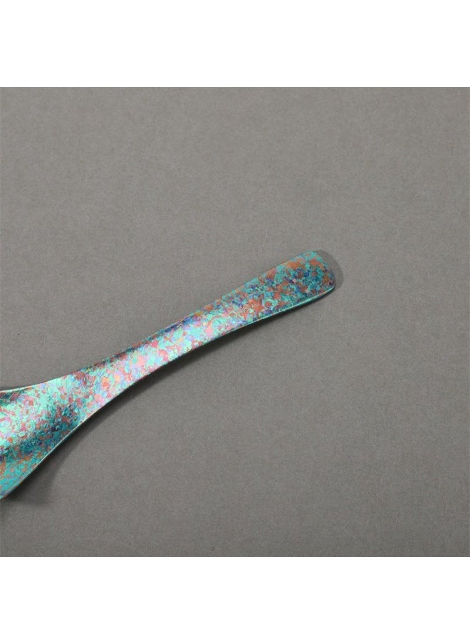 Chinese Pure Titanium Crystalline Soup Spoon High-end Light Luxury Household Ice Flower Spoon Outdoor Camping Portable Fengling Spoon Tableware-Color:Emerald Green