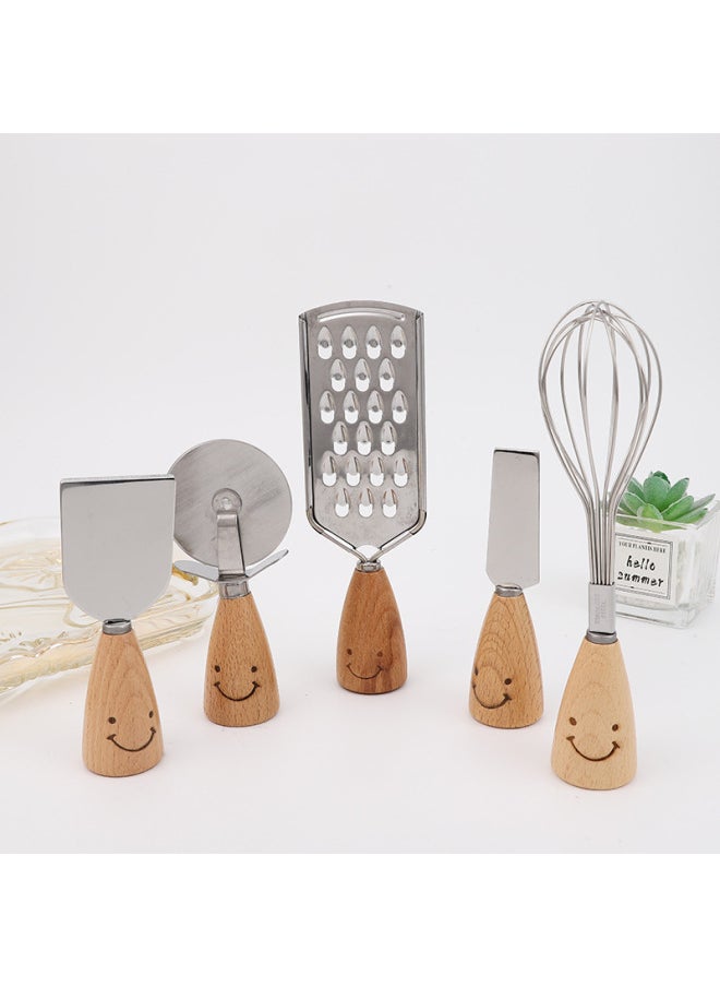 Smiley Tableware Creative Wooden Handle Tableware Korean Ins Creative Kitchen Gadgets  Kitchenware-Specifications:Smiley Beech—silicone Brush