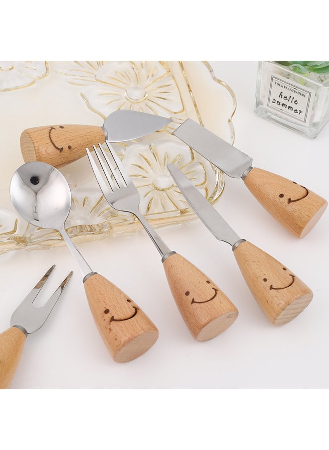 Smiley Tableware Creative Wooden Handle Tableware Korean Ins Creative Kitchen Gadgets  Kitchenware-Specifications:Smiley Beech—silicone Brush