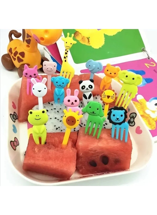 Cute Elephant Long Neck Deer Animal Fruit Fork Mini Japanese Cartoon Children's Fruit Fork Supply-Color:Premium Paper Card Packaging-Specifications:Red Model 8pcs