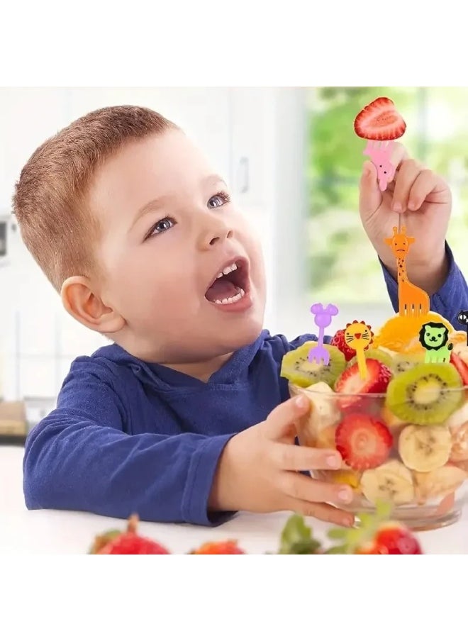 Cute Elephant Long Neck Deer Animal Fruit Fork Mini Japanese Cartoon Children's Fruit Fork Supply-Color:Premium Paper Card Packaging-Specifications:Red Model 8pcs