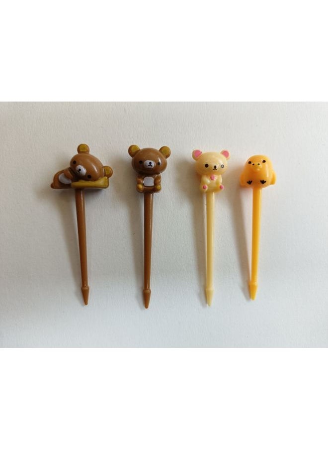 Spot! Children's Plastic Komatsu Bear Fruit Fork Cartoon Japanese And Korean Fruit Stick 8 Pack-Specifications:Kongsong Bear Fruit Fork