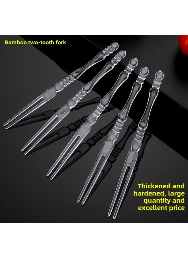 Fruit Fork Disposable Fork Separate Packaging Plastic Fruit Sign Fruit Store Commercial Fruit Insert 10,000 Pack-Color:Ten Thousand Simple-Specifications:Transparent Bamboo Fork